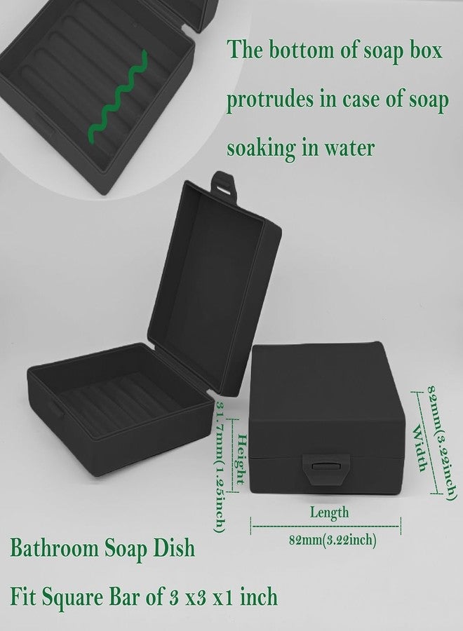 Elimeta Square Soap Dishes Holder for Shower Travel Soap Container with Lid Lightweight Waterproof Soap Box for Dr. Squatch Men's Soap Bar for Traveling Toiletry Gym Bathroom (Black) - Image 4