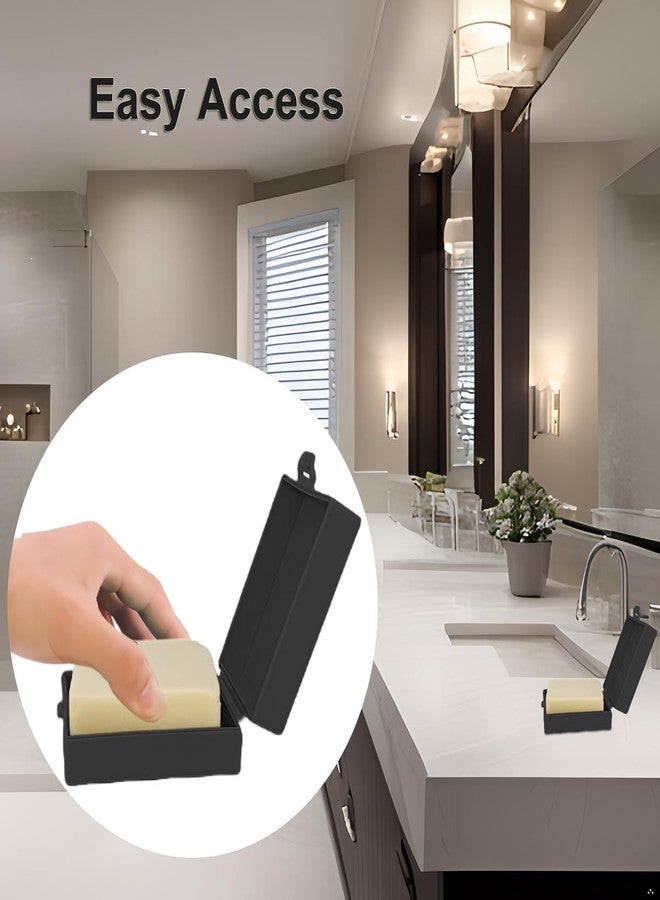 Elimeta Square Soap Dishes Holder for Shower Travel Soap Container with Lid Lightweight Waterproof Soap Box for Dr. Squatch Men's Soap Bar for Traveling Toiletry Gym Bathroom (Black) - Image 2