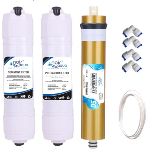 Noir Aqua Inline Filter Set, This Comprehensive Set Includes The Sediment Filter, Pre Carbon Filter, and 100 GPD Membrane Works Upto 3000 TDS, Suitable for All Kind of RO Water Purifier Filters. - Image 1