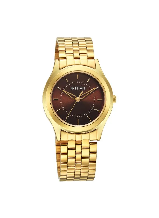 تيتان Men Analog Display Watch With Gold Stainless Steel Strap - 1648YM06