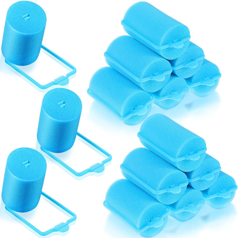 Geyoga 18 Pieces Blue Foam Hair Rollers Large Hair Curlers Sponge Rollers for Heatles to Sleep in a Curl for Womens Short and Long Hairs Styling 14 x 26 Inches - Image 2