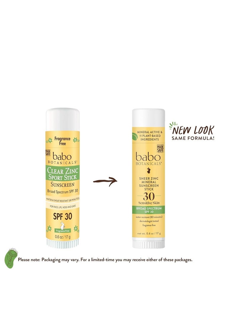 Babo Botanicals Babo Botanicals Sheer Zinc Mineral Sunscreen Sport Stick SPF30- Natural Zinc Oxide- Shea Butter- Fragrance-Free - Water Resistant - Made Safe Certified - Image 2