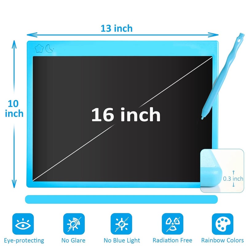 proffisy Plastic Colourful Screen LCD Writing Tablet 16 Inch USB Rechargeable Electronic E-Note Scribble Board for Kids and Adults at Home (Blue) - Image 2