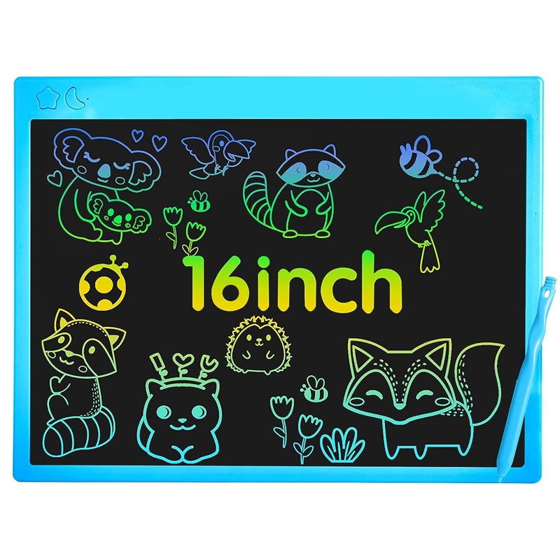 proffisy Plastic Colourful Screen LCD Writing Tablet 16 Inch USB Rechargeable Electronic E-Note Scribble Board for Kids and Adults at Home (Blue) - Image 1