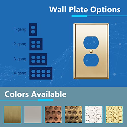 LIDER Duplex Receptacle Metal Wall Plate, Stainless Steel Outlet Cover, Corrosion Resistant, Mid-Size 1-Gang 4.88" x 3.11", 201 Stainless Steel, LMWP-21M-PB, Polished Brass - Image 4