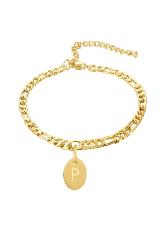 FOSIR 18K Gold Plated Stainless Steel Figaro Chain Anklet for Women Girls Initial Ankle Bracelets, 8 5 inch, not known - Image 2