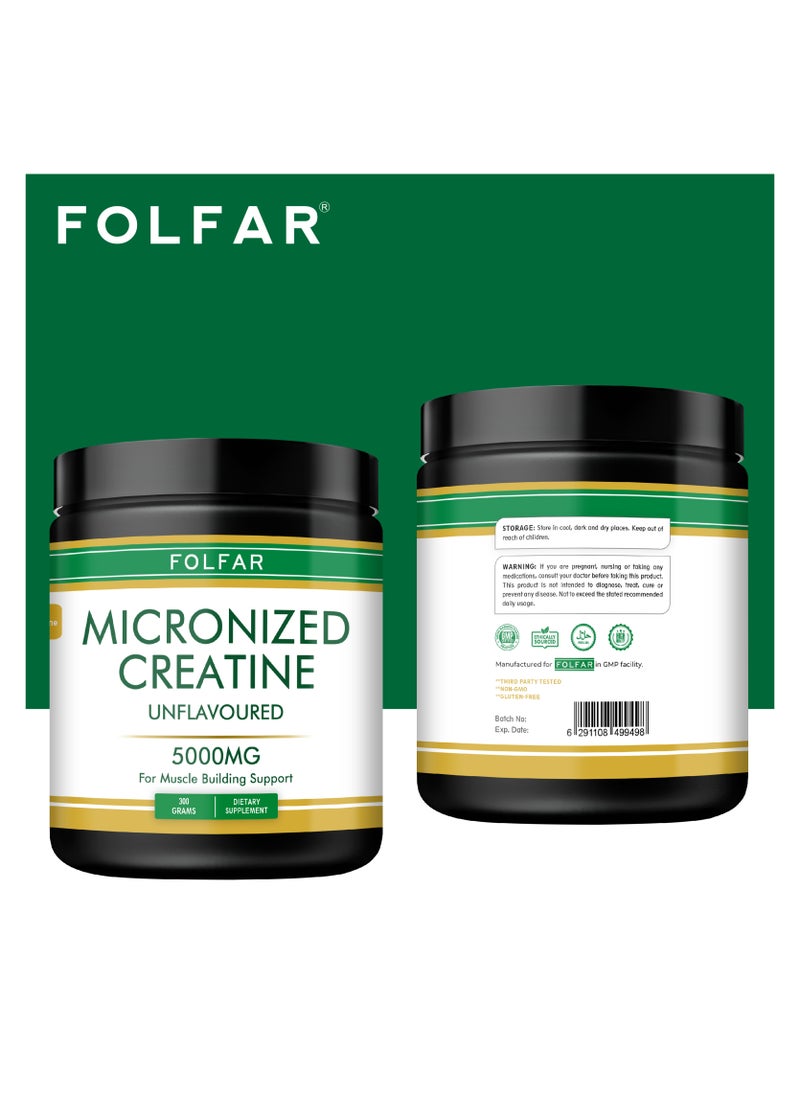Folfar Creatine Monohydrate Powder for Muscle Building Support - Unflavored, 300 Grams, 60 Servings  - Image 3