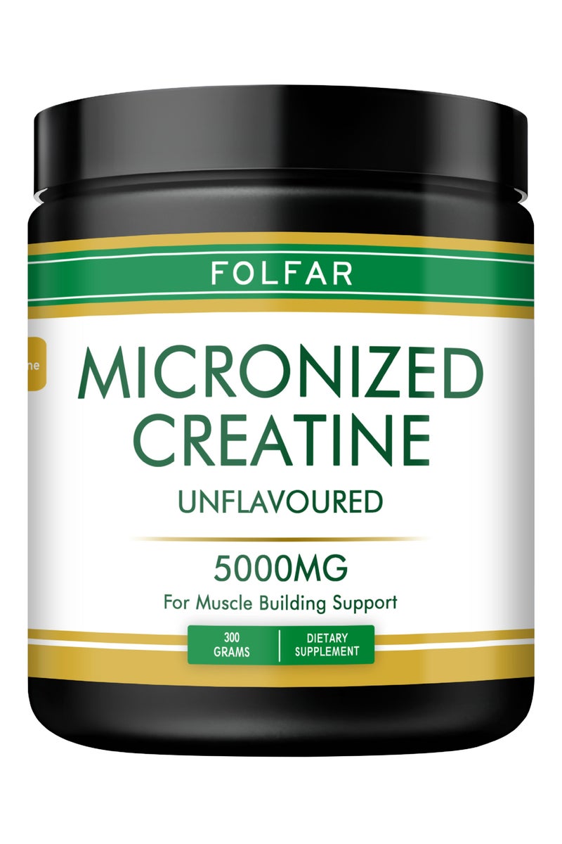 Folfar Creatine Monohydrate Powder for Muscle Building Support - Unflavored, 300 Grams, 60 Servings - Image 1