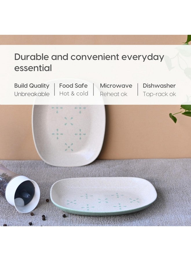 Eha Earth-Friendly Small Snack Serving Plates Set of 4 with Spoons | 6 inch | Small Snack Plates Made with Bamboo Fibers & Rice Husk Fiber | Microwave Safe | Dessert Plates | Celeste - Image 4