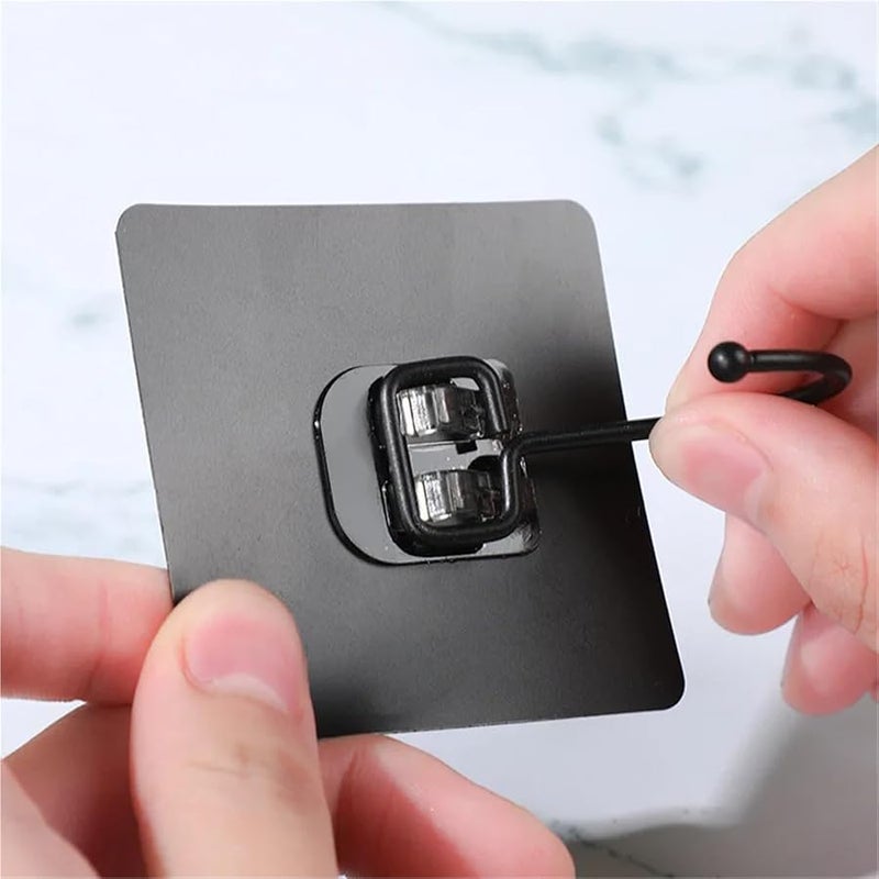 No Drill Hooks Heavy Duty Adhesive Clear Wall Hangers Damage Free Kitchen Bathroom Strong Hold 5PC Black - Image 1