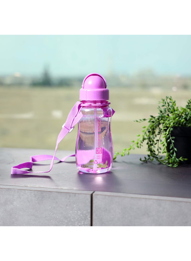 Royalford 500 Ml Water Bottle Kids Water Bottle, Toddler Water Bottle With Bendy Straw Portable With Hanging Loop Flip Top Spill Free Baby Sippy Purple - Image 3