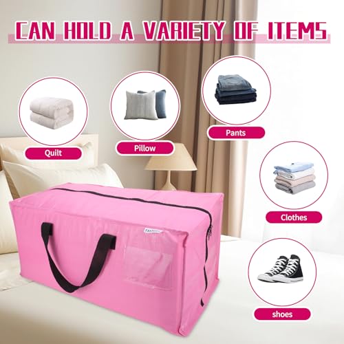 FASTORS 6-Pack Moving Bags,Heavy Duty Large Storage Bags with Zippers & Backpack Straps,Space Saver Bags are Packing Supplies for Moving & Travel,Alternative to Moving Boxes(Pink) - Image 3