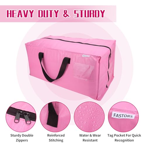 FASTORS 6-Pack Moving Bags,Heavy Duty Large Storage Bags with Zippers & Backpack Straps,Space Saver Bags are Packing Supplies for Moving & Travel,Alternative to Moving Boxes(Pink) - Image 4
