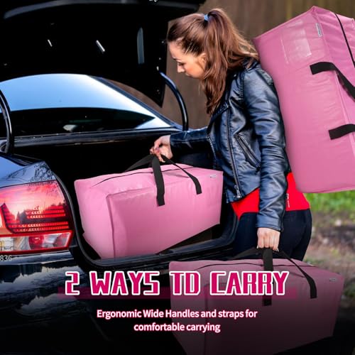 FASTORS 6-Pack Moving Bags,Heavy Duty Large Storage Bags with Zippers & Backpack Straps,Space Saver Bags are Packing Supplies for Moving & Travel,Alternative to Moving Boxes(Pink) - Image 5