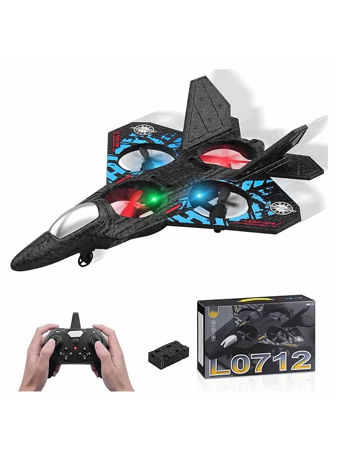 هامزون طائرة RC L0712 رباعية المراوح، طائرة مقاتلة عائمة، مزودة بإضاءة LED، طائرة مقاتلة دوارة 360 درجة، مزودة بشحن USB، لعبة طائرة RTF للأطفال والمبتدئين والكبار - Image 2