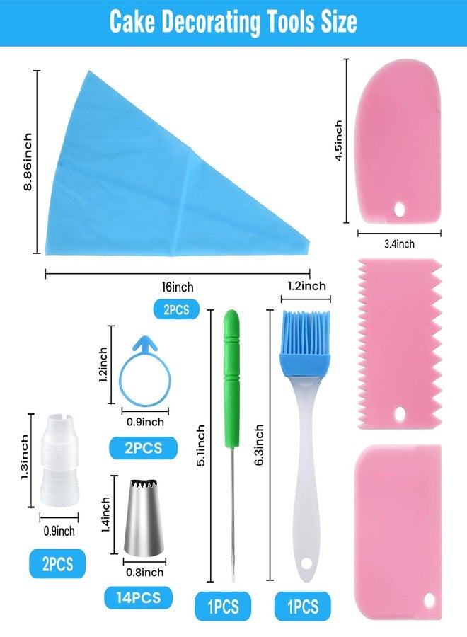 firstake Piping Bags and Tips Set - Reusable Piping Bag, 16 Inch Silicone Pastry Bags with 14 Icing Tips, 3 Scrapers, 2 Couplers, 2 Bags Ties, 1 Pastry Brush, Cake Decorating Kit for Baking Cupcake and Cookies - Image 2