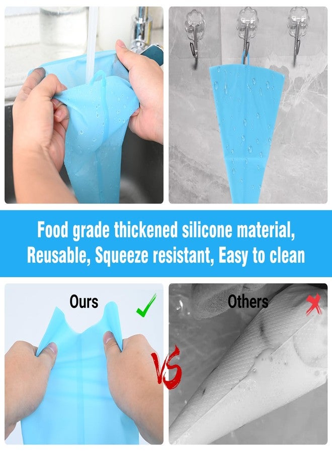 firstake Piping Bags and Tips Set - Reusable Piping Bag, 16 Inch Silicone Pastry Bags with 14 Icing Tips, 3 Scrapers, 2 Couplers, 2 Bags Ties, 1 Pastry Brush, Cake Decorating Kit for Baking Cupcake and Cookies - Image 4
