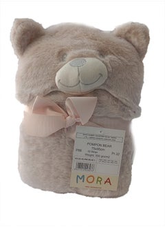 Mora spain Pompon Bear Baby Blanket, Model P86 - Color: Beige - Size: 75 x 95 cm - Weight: 960 grams - Country of origin: Spain.  - Image 3