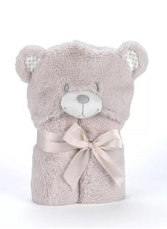 Mora spain Pompon Bear Baby Blanket, Model P86 - Color: Beige - Size: 75 x 95 cm - Weight: 960 grams - Country of origin: Spain.  - Image 2