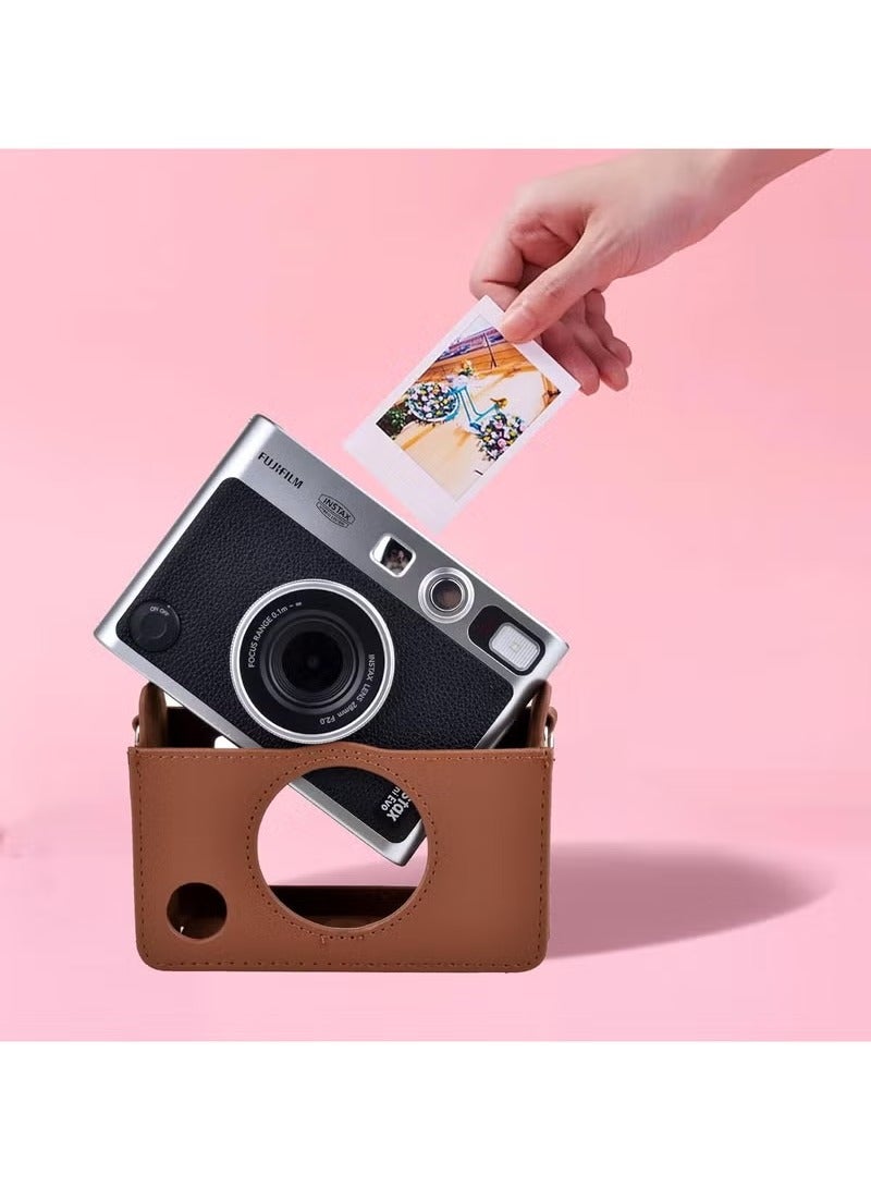 Arabest Case for Fuji Mini EVO,Camera Case Compatible for Fuji Mini EVO Camera with Adjustable Shoulder Strap in Brown Lychee Texture Horizontal Style - Image 3
