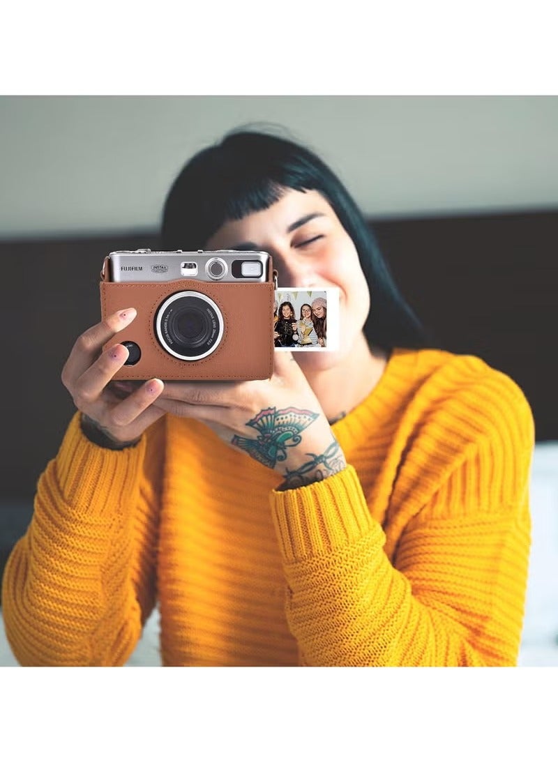 Arabest Case for Fuji Mini EVO,Camera Case Compatible for Fuji Mini EVO Camera with Adjustable Shoulder Strap in Brown Lychee Texture Horizontal Style - Image 2