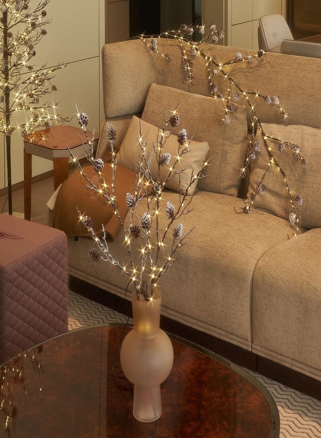 Fudios Lighted Branches with Pinecone 32in Artificial Snowed Willow Branch with Timer for Winter Christmas - Image 4