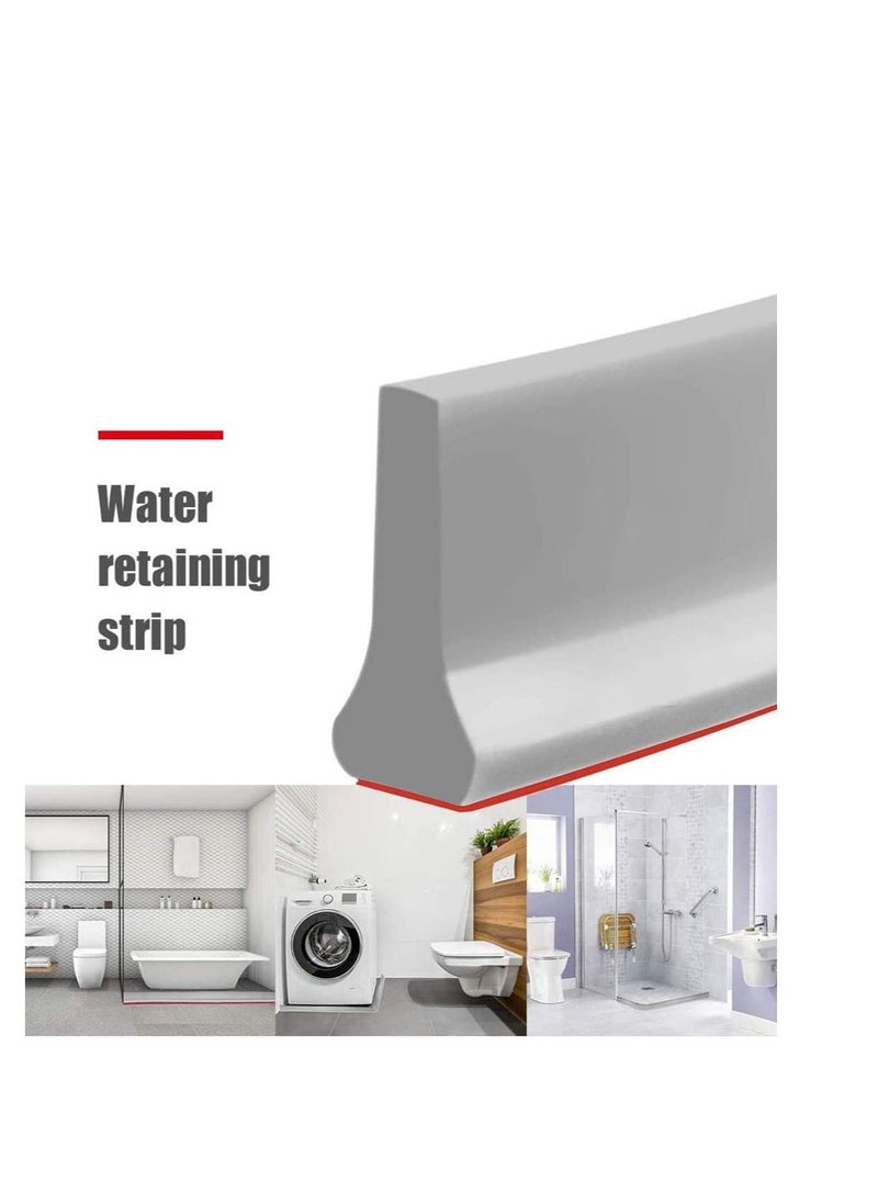SYOSI Collapsible Threshold Water Dam, Self-Adhesive Shower Barrier Bathroom And Kitchen Stopper, Home Retention System, Waterproof Flow Block Seal Strip (Gray), 1M  - Image 2