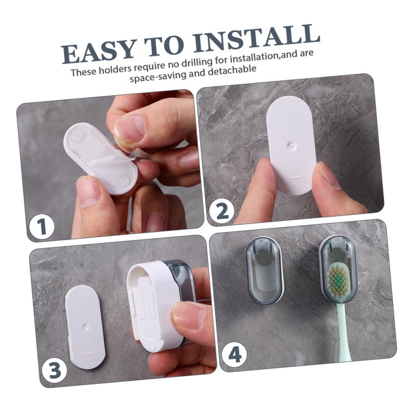 4Pcs Suction Cup Wall Mount Toothbrush Holder No Drilling Bathroom Organizer Rack - Image 4