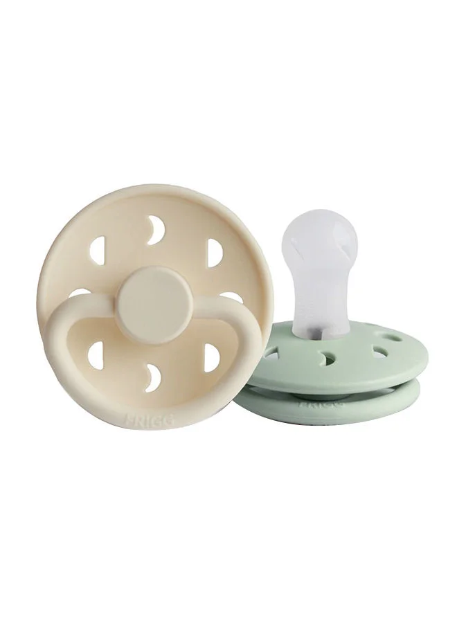 FRIGG Pack Of 2 Moon Phase Silicone Baby Pacifier 0-6M, Cream/Sage - Size 1