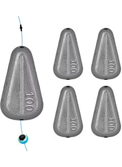 Generic 5PCS Fishing Weights Sinkers No Roll Sinkers Lead Weights No Snag Flat Inline Sinkers for Catfishing Rigs Saltwater Freshwater 100g 