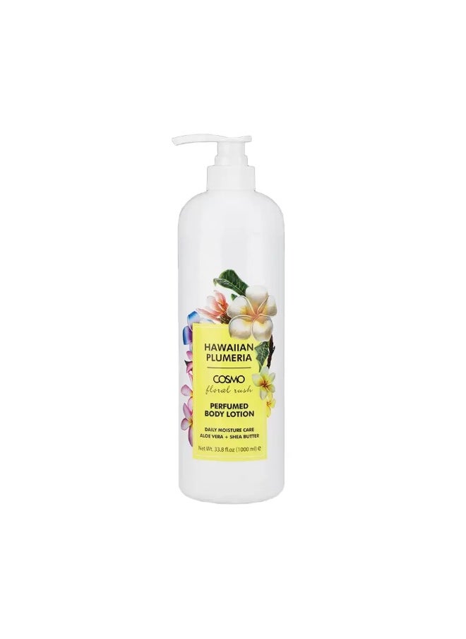 COSMO Cosmo Floral Rush Hawaiian Plumeria Perfumed Body Lotion with Aloe Vera and Shea Butter- 1000ml  - Image 1