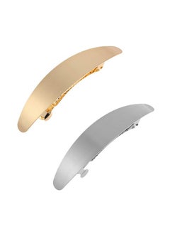 Fodattm Set Of 2 Simple French Hair Barrettes Spring Hair Clip Women Metal Gold And Silver Hairpins Hair Jewelry (Oval)  - Image 1