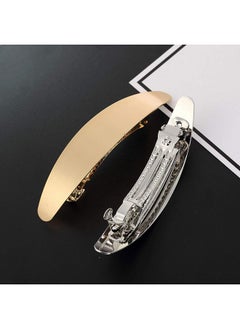 Fodattm Set Of 2 Simple French Hair Barrettes Spring Hair Clip Women Metal Gold And Silver Hairpins Hair Jewelry (Oval)  - Image 4