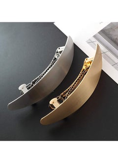 Fodattm Set Of 2 Simple French Hair Barrettes Spring Hair Clip Women Metal Gold And Silver Hairpins Hair Jewelry (Oval)  - Image 3
