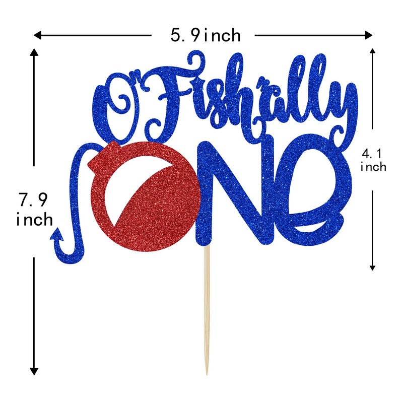 Hotmoon Ofishally One Cake Topper - The Big One Theme Decoration - Boy's First Birthday, Fishing Themed 1st Birthday Party Supplies(Blue and Red) - Image 5