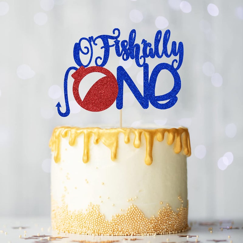 Hotmoon Ofishally One Cake Topper - The Big One Theme Decoration - Boy's First Birthday, Fishing Themed 1st Birthday Party Supplies(Blue and Red) - Image 4