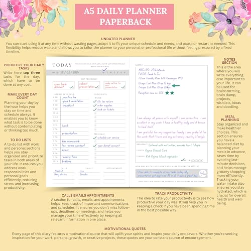 LAURET BLANC Daily Planner Undated, Schedule Your Day, Manage To-Do List, Wellness Tracker, Plan for 80 Days, Paperback. (She Believed She Could So She Did) - Image 3