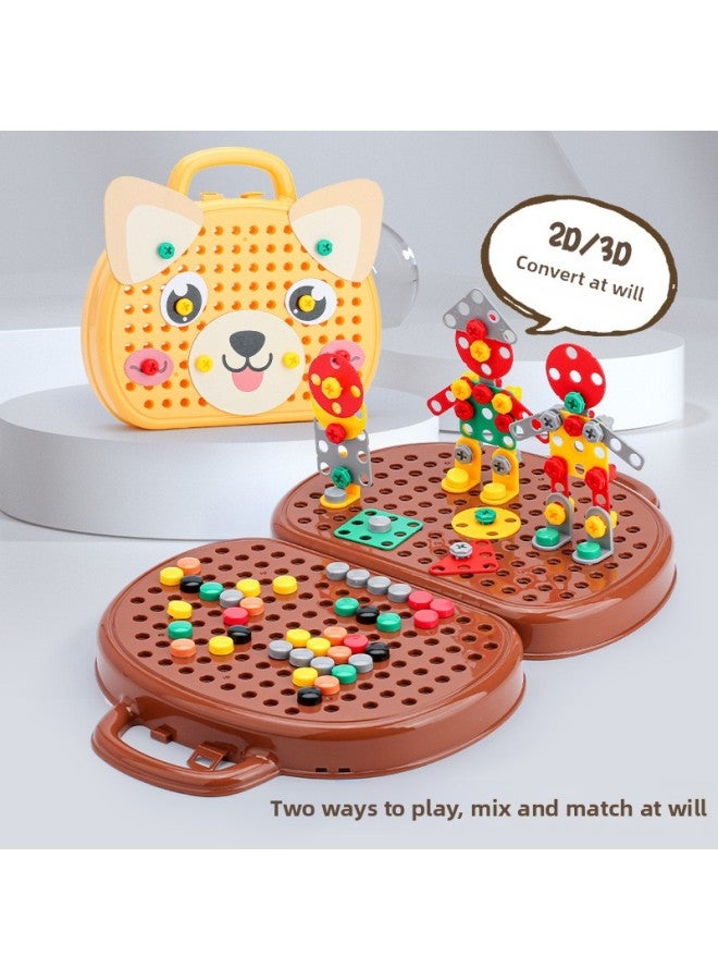 Assembled Toolbox Baby Educational Electric Drill Screwdriver Screw Repair Children Repair Toolbox-Color:English Color Box-bear Toolbox + Electric Drill - Image 3