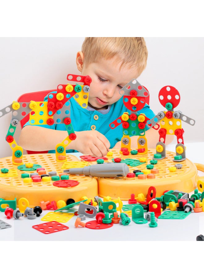 Assembled Toolbox Baby Educational Electric Drill Screwdriver Screw Repair Children Repair Toolbox-Color:English Color Box-bear Toolbox + Electric Drill - Image 4