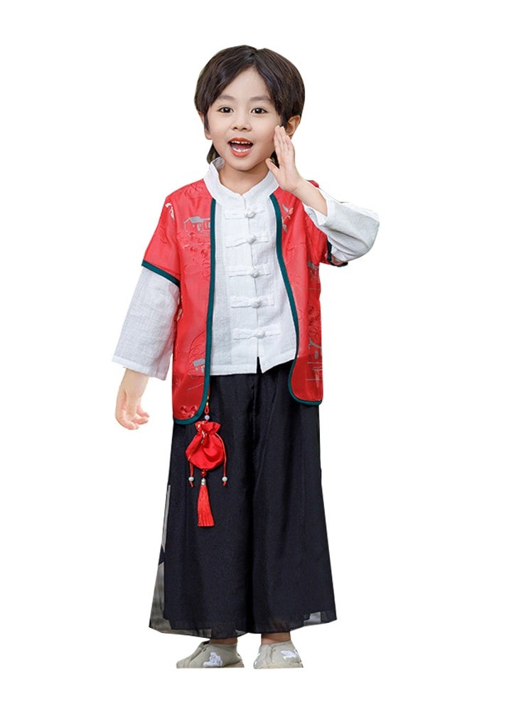 Al Aoyama - Chinese Traditional Tang Suit for Boys, Kids Hanfu Outfit,  Spring/Summer Costume for Kindergarten, Choir Performance - Image 1