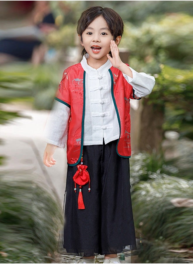 Al Aoyama - Chinese Traditional Tang Suit for Boys, Kids Hanfu Outfit,  Spring/Summer Costume for Kindergarten, Choir Performance - Image 1
