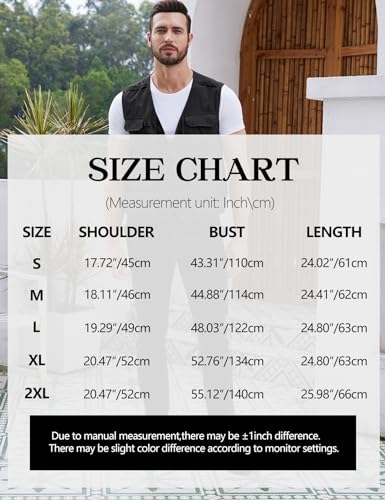 Gihuo Men's Utility Fishing Vest Lightweight Outdoor Work Safari Travel Cargo Vest with Multi-Pockets (US, Alpha, X-Large, Regular, Regular, Black) - Image 5