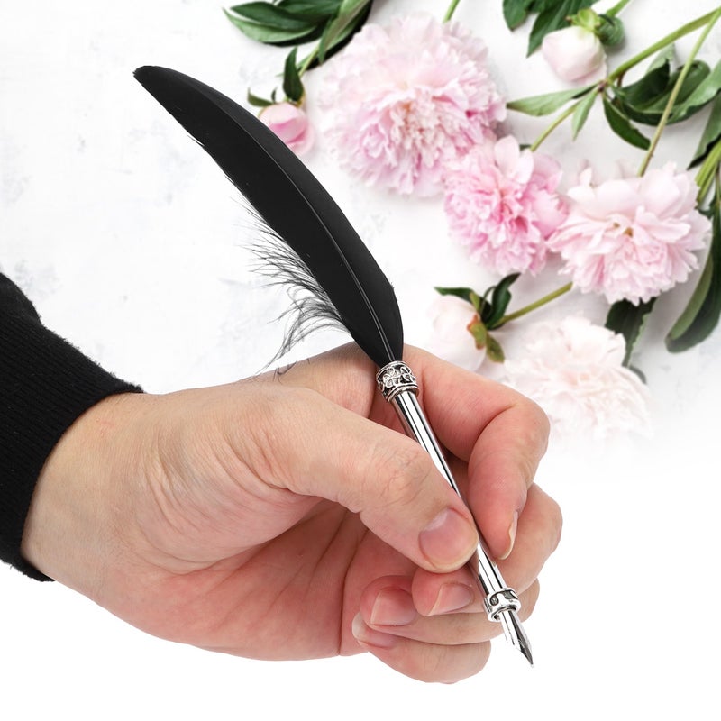 Feather Dip Pen: Stainless Steel Lightweight Comfort Grip - Durable High-Quality Carving Nib, Smooth Writing for Calligraphy, Office, Home, Gift Giving - Image 5