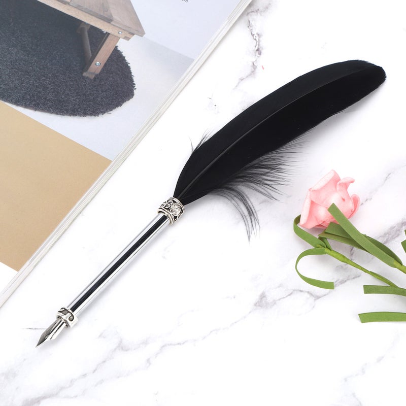 Feather Dip Pen: Stainless Steel Lightweight Comfort Grip - Durable High-Quality Carving Nib, Smooth Writing for Calligraphy, Office, Home, Gift Giving - Image 4