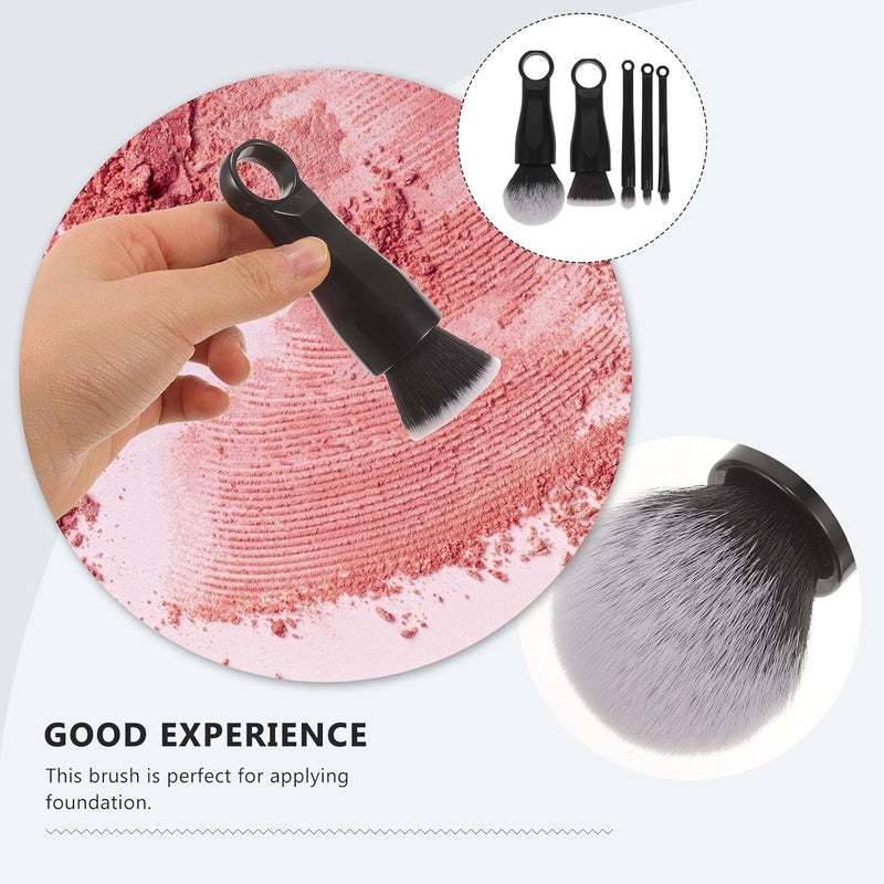 Portable 5-in-1 Makeup Brush Set with Foundation, Powder, and Blush Brushes Small Travel Cosmetic Kit with Ultra-soft Bristles for On-the-go Makeup Application - Image 3