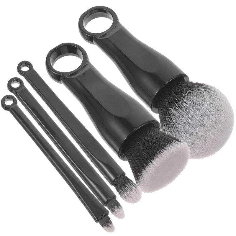 Portable 5-in-1 Makeup Brush Set with Foundation, Powder, and Blush Brushes Small Travel Cosmetic Kit with Ultra-soft Bristles for On-the-go Makeup Application - Image 1