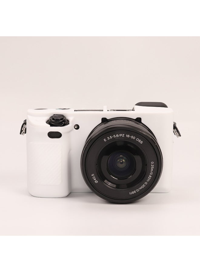 جراب سيليكون لكاميرا واحدة صغيرة لهاتف Sony A6300 A6400 A6100 جراب واقٍ للتصوير الفوتوغرافي وحقيبة ناعمة - اللون: A6100/a6300/a6400 كم مطاطي أبيض - Image 1