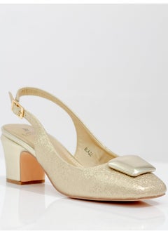 LAMARAPARIS Blaze block 5.5cm heel sling back with sqr trim pumps gold  - Image 1