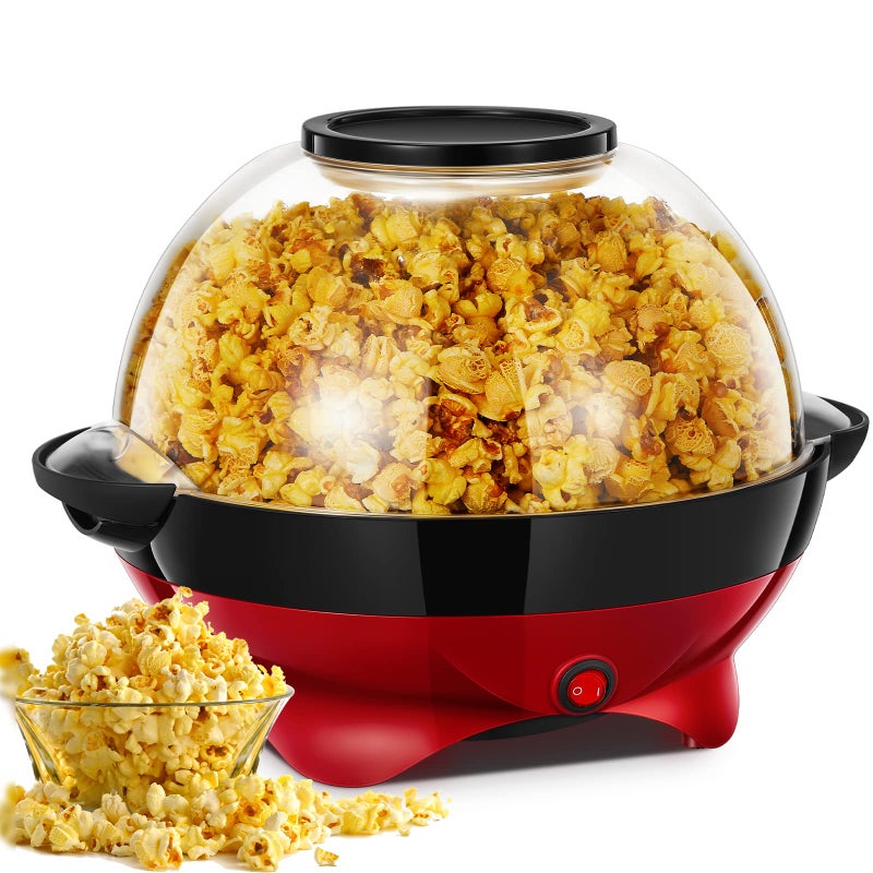 HOUSNAT Popcorn Machine 28 Cup Popcorn Maker 800w Electric Stirring Popcorn Popper with QuickHeat TechnologyRemovable NonStick SurfaceCool Touch HandlesThicken Transparent Cover2 Measuring Cap - Image 2