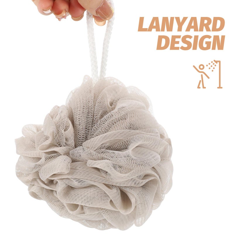 6Pcs Khaki Bath Loofah Sponges With Lanyard Exfoliating Mesh Shower Poufs For Travel - Image 4